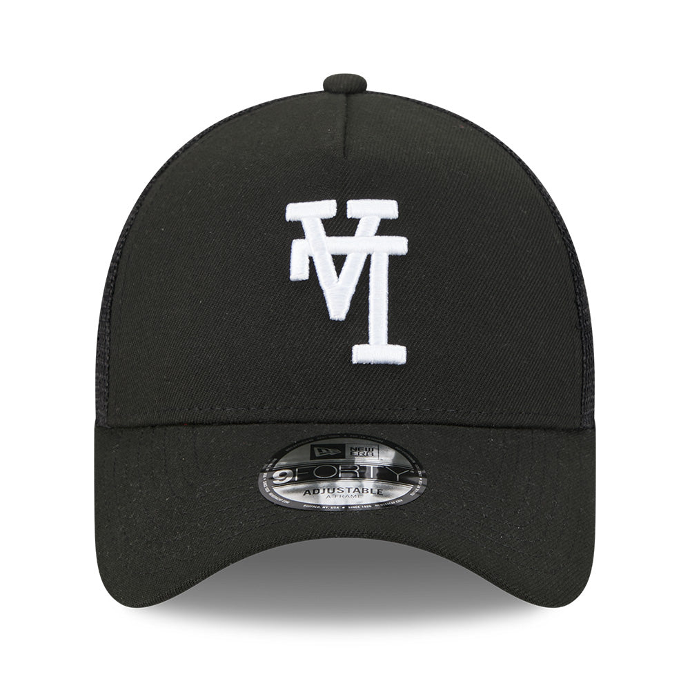 New Era Los Angeles Dodgers Upside Down Black 9FORTY A-Frame Trucker Cap