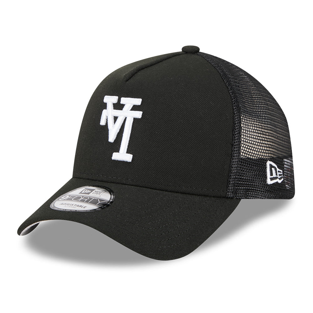 New Era Los Angeles Dodgers Upside Down Black 9FORTY A-Frame Trucker Cap
