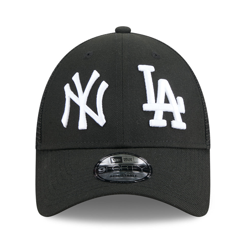 New Era New York Yankees & Los Angeles Dodgers Two Team 75th World Series Black 9FORTY E-Frame Trucker Cap