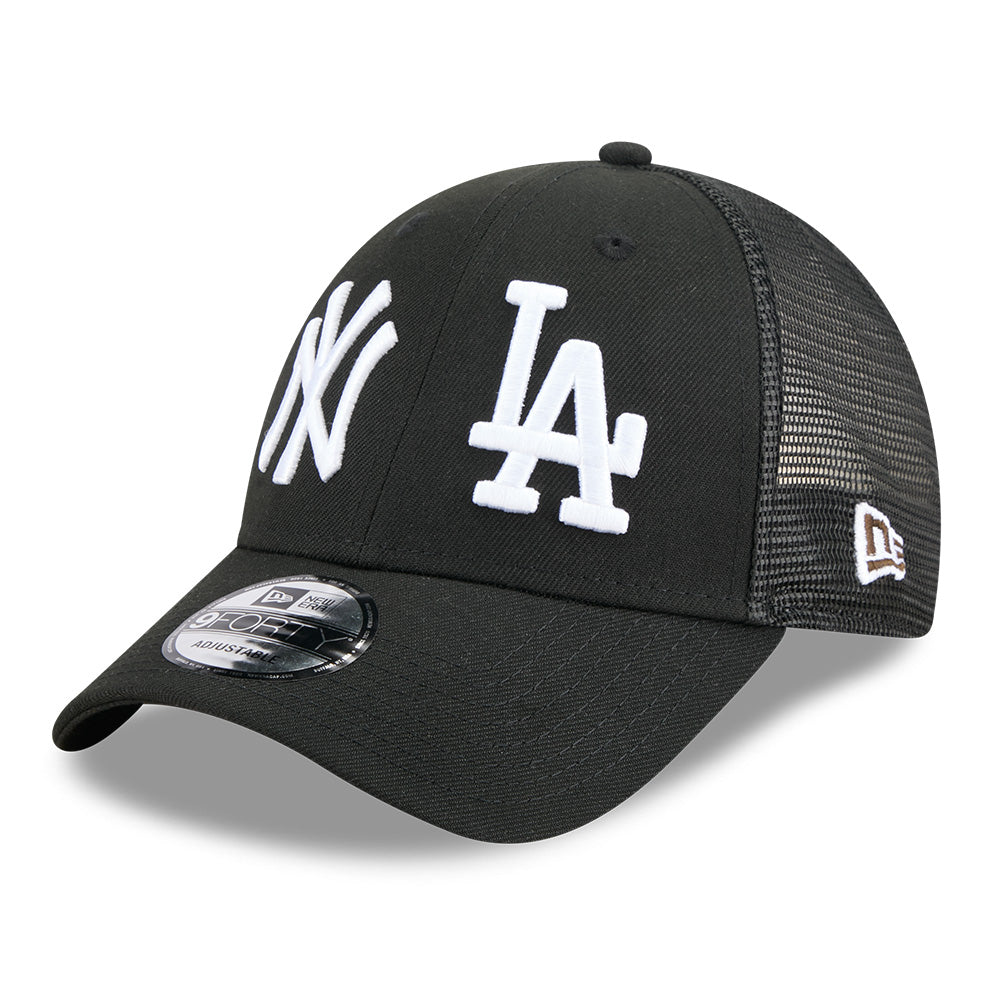 New Era New York Yankees & Los Angeles Dodgers Two Team 75th World Series Black 9FORTY E-Frame Trucker Cap