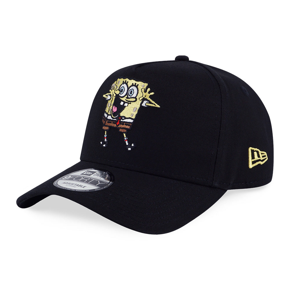 New Era x Nickelodeon Spongebob Squarepants Washed Black 9FORTY A-Frame Snapback Cap