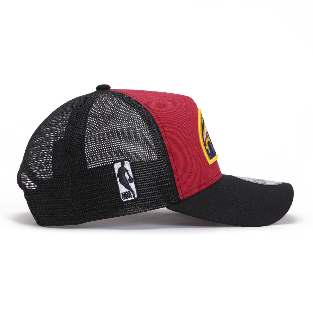 New Era Denver Nuggets Essentials Pinot Red Black 9FORTY A-Frame Trucker Snapback Cap