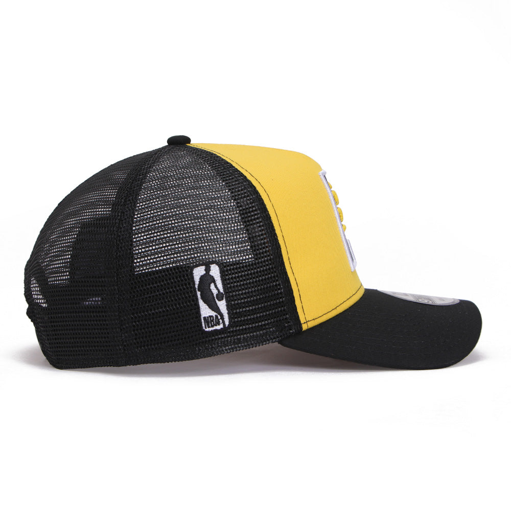 New Era Indiana Pacers Essentials Canyon Yellow Black 9FORTY A-Frame Trucker Snapback Cap