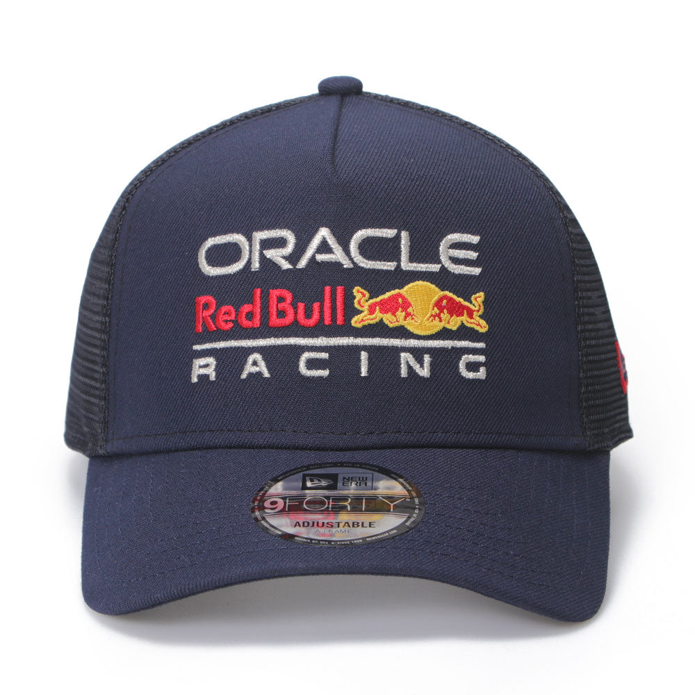 New Era Oracle Red Bull Racing Chrome Navy 9FORTY Trucker A-Frame Adjustable Cap