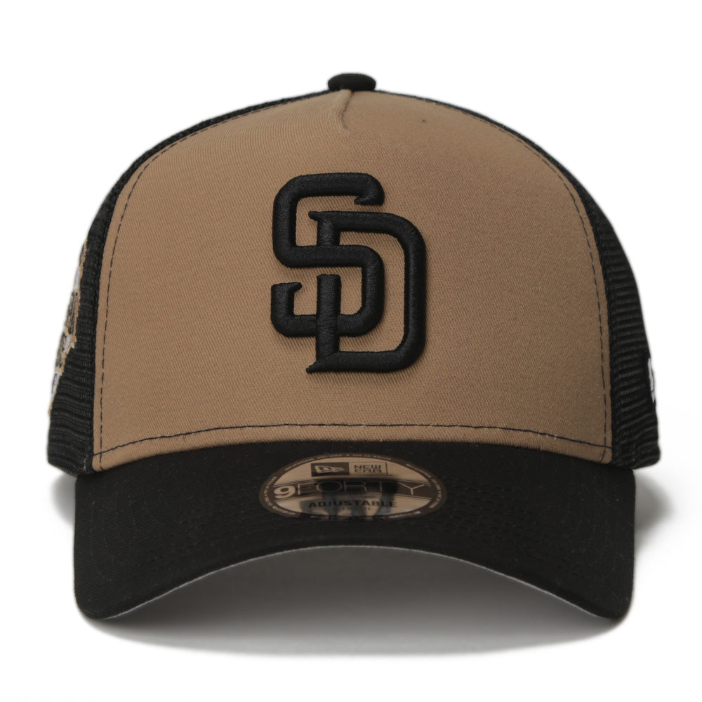 New Era San Diego Padres MLB Essential Khaki 9FORTY A-Frame Trucker Cap