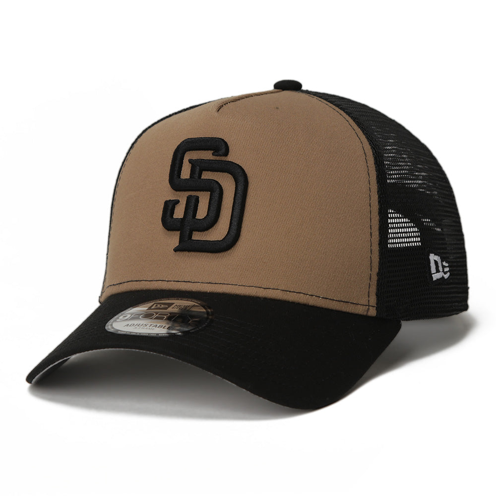 New Era San Diego Padres MLB Essential Khaki 9FORTY A-Frame Trucker Cap