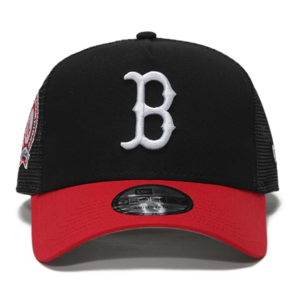 Boston Red Sox MLB Essential Black 9FORTY A-Frame Trucker Snapback Cap