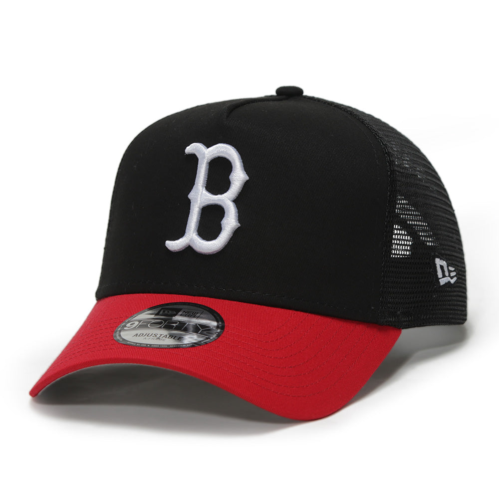 Boston Red Sox MLB Essential Black 9FORTY A-Frame Trucker Snapback Cap