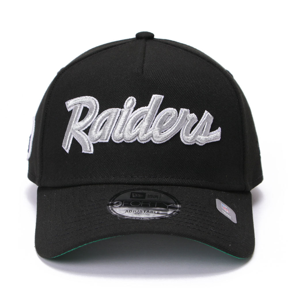 New Era Las Vegas Raiders Script OTC Black 9FORTY A-Frame Snapback Cap
