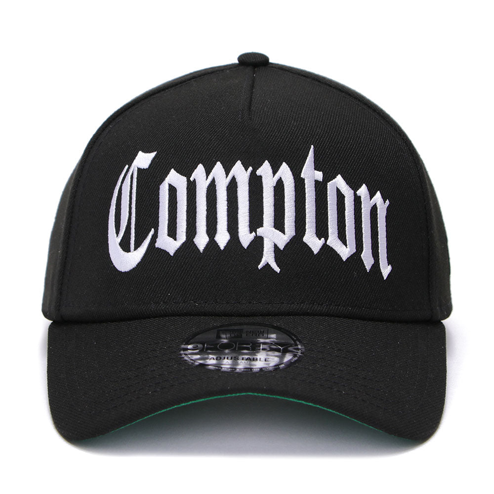 New Era Compton Wordmark White Black 9FORTY A-Frame Snapback Cap