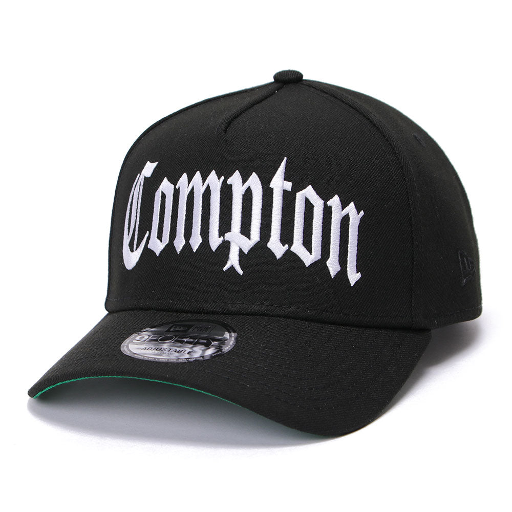 New Era Compton Wordmark White Black 9FORTY A-Frame Snapback Cap