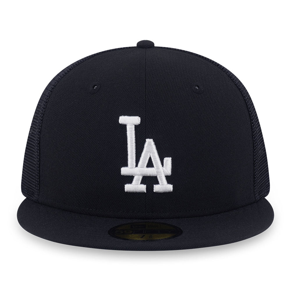New Era Los Angeles Dodgers Mesh Black White 59FIFTY Fitted Trucker Cap