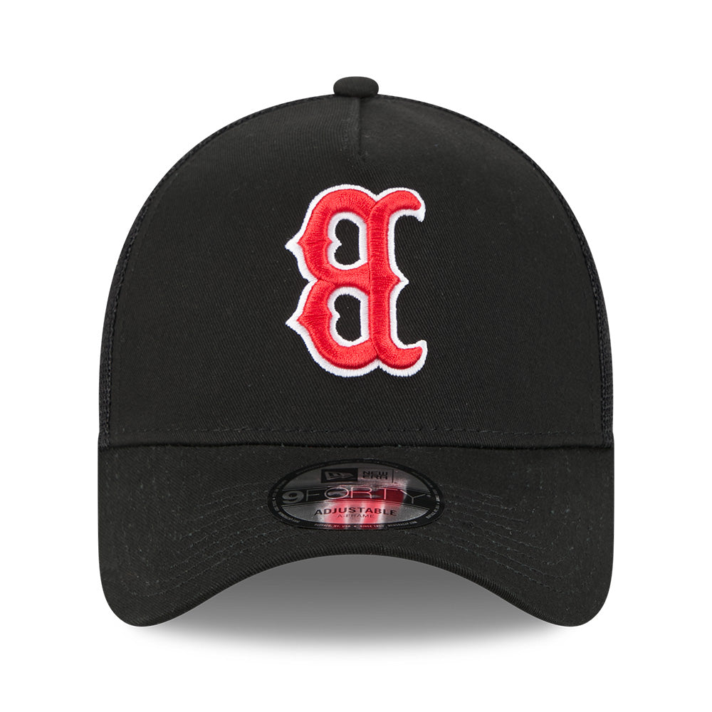 New Era Boston Red Sox Upside Down Black 9FORTY A-Frame Trucker Cap