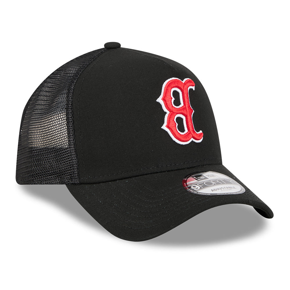 New Era Boston Red Sox Upside Down Black 9FORTY A-Frame Trucker Cap