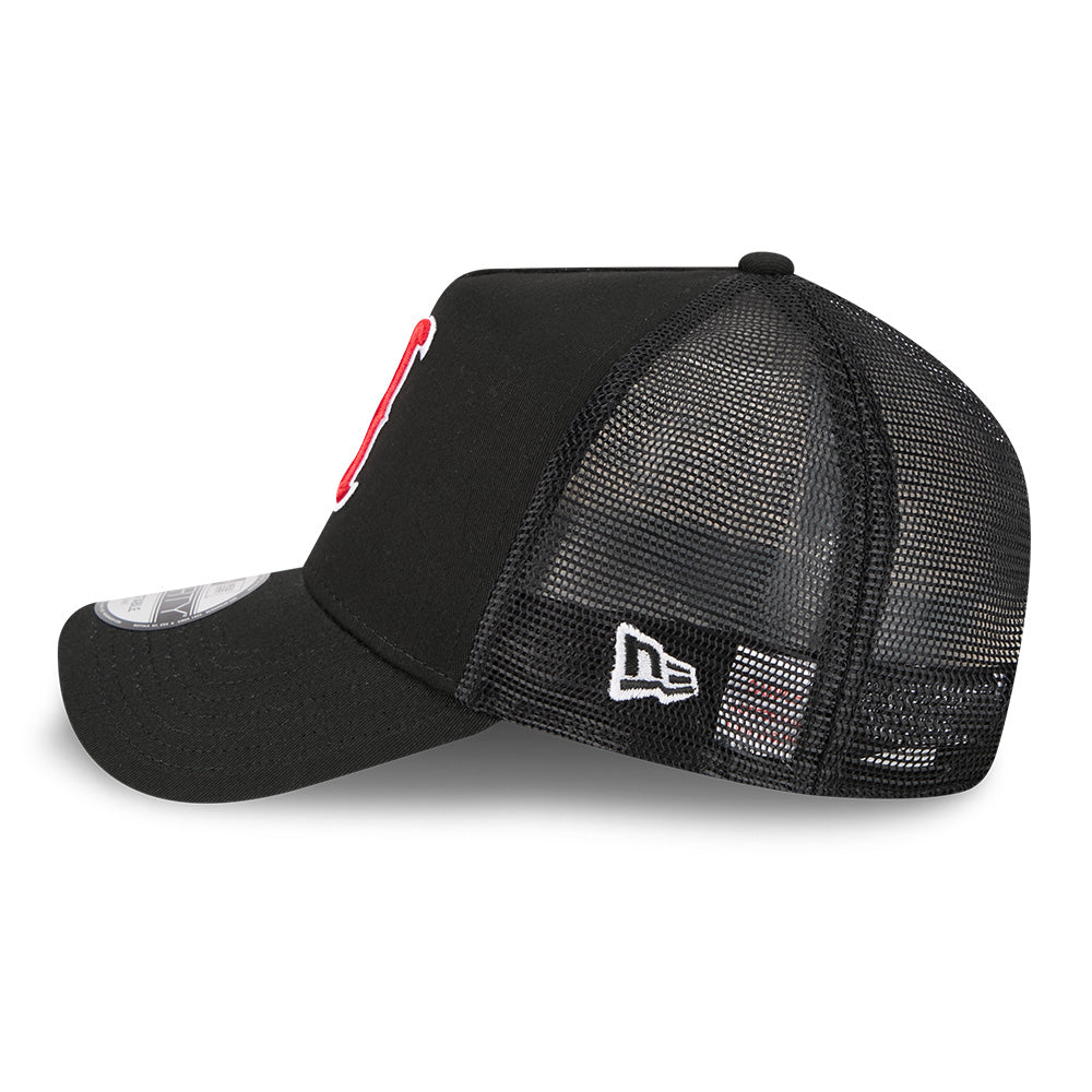 New Era Boston Red Sox Upside Down Black 9FORTY A-Frame Trucker Cap