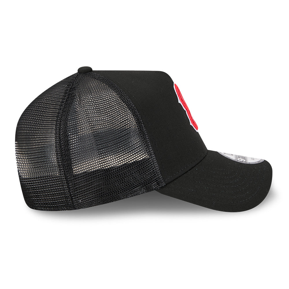 New Era Boston Red Sox Upside Down Black 9FORTY A-Frame Trucker Cap