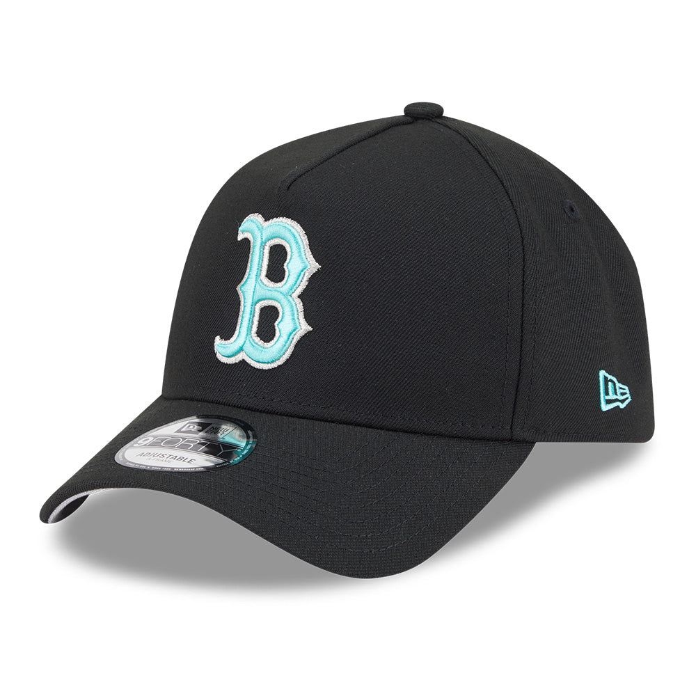 New Era Boston Red Sox Black and Seaglass 9FORTY A-Frame Adjustable Cap