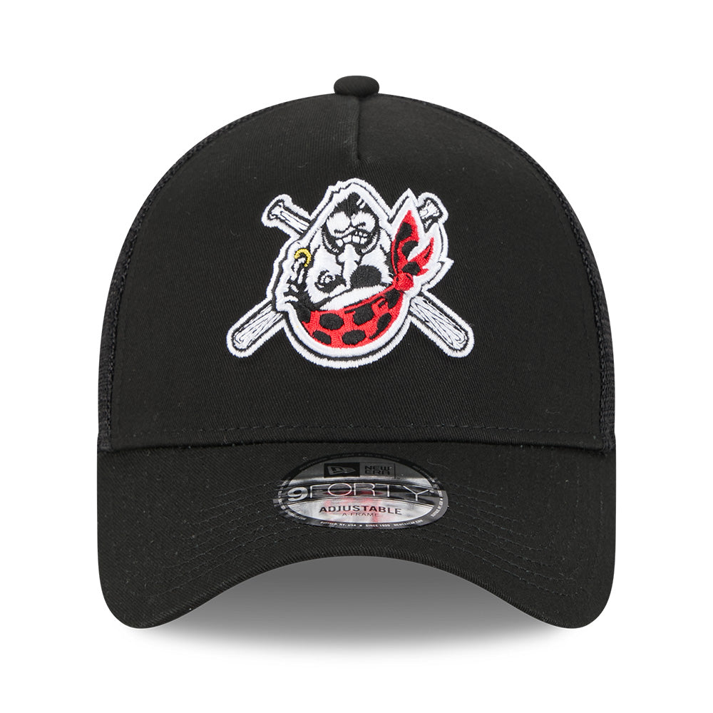 New Era Pittsburgh Pirates Upside Down Black 9FORTY A-Frame Trucker Cap