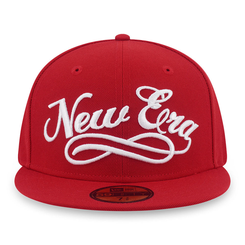New Era Script Logo Oceanside Scarlet Red 59FIFTY FItted Cap