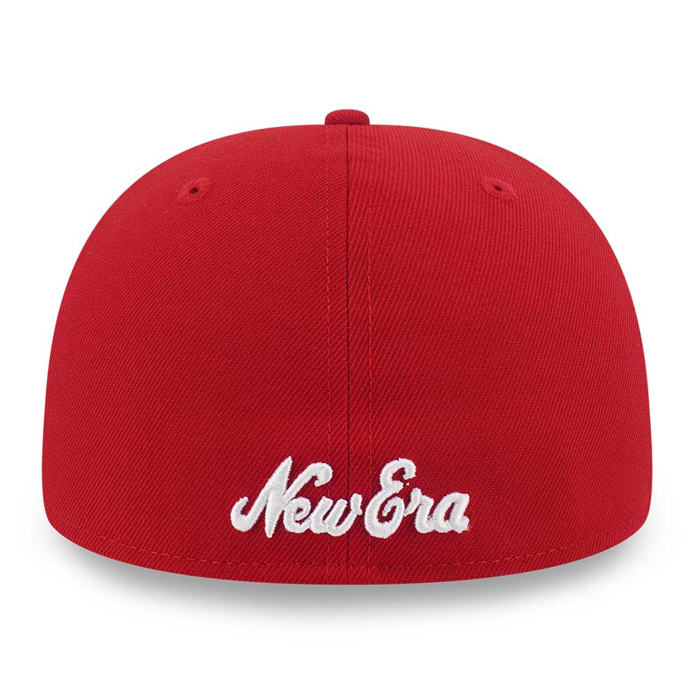 New Era Script Logo Oceanside Scarlet Red 59FIFTY FItted Cap