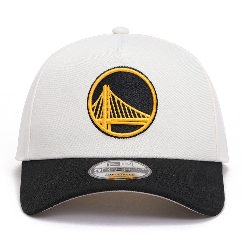 New Era Golden State Warriors Chrome Black 9FORTY A-Frame Snapback Trucker Cap
