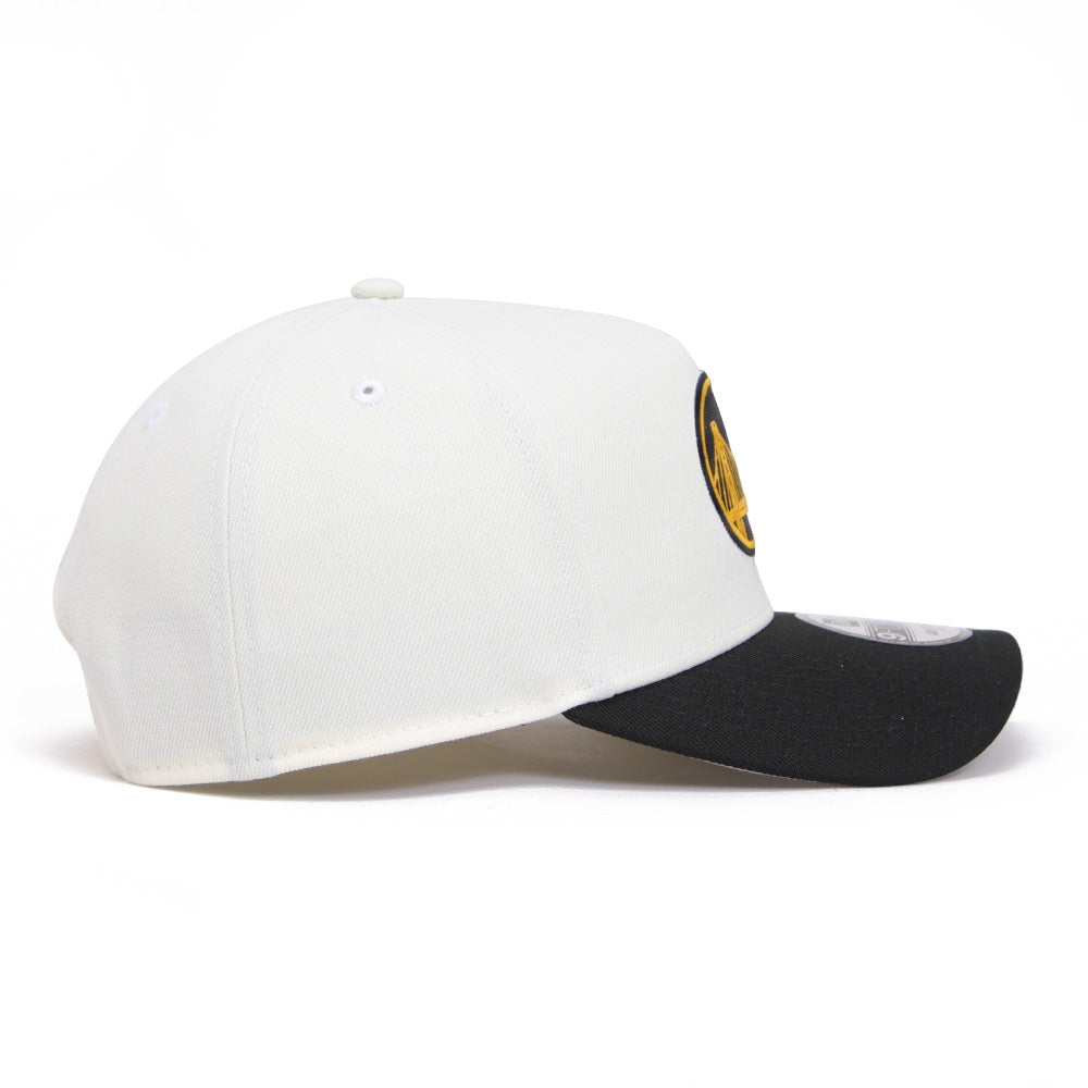 New Era Golden State Warriors Chrome Black 9FORTY A-Frame Snapback Trucker Cap