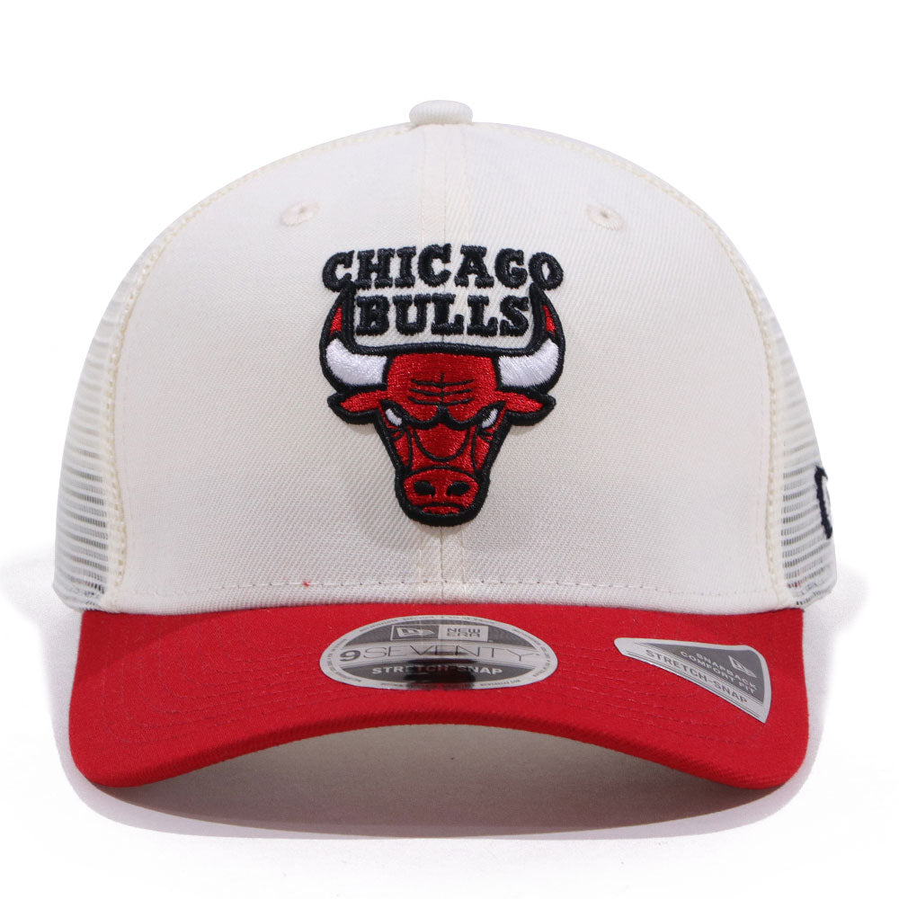 New Era Chicago Bulls GCP Chrome White Scarlet 9SEVENTY Stretch Snapback Trucker Cap