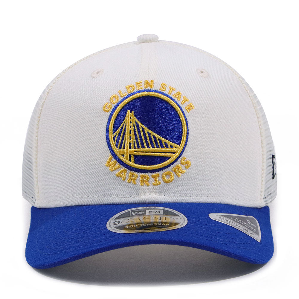 New Era Golden State Warriors GCP Chrome White Light Royal Blue 9SEVENTY Stretch Snapback Trucker Cap