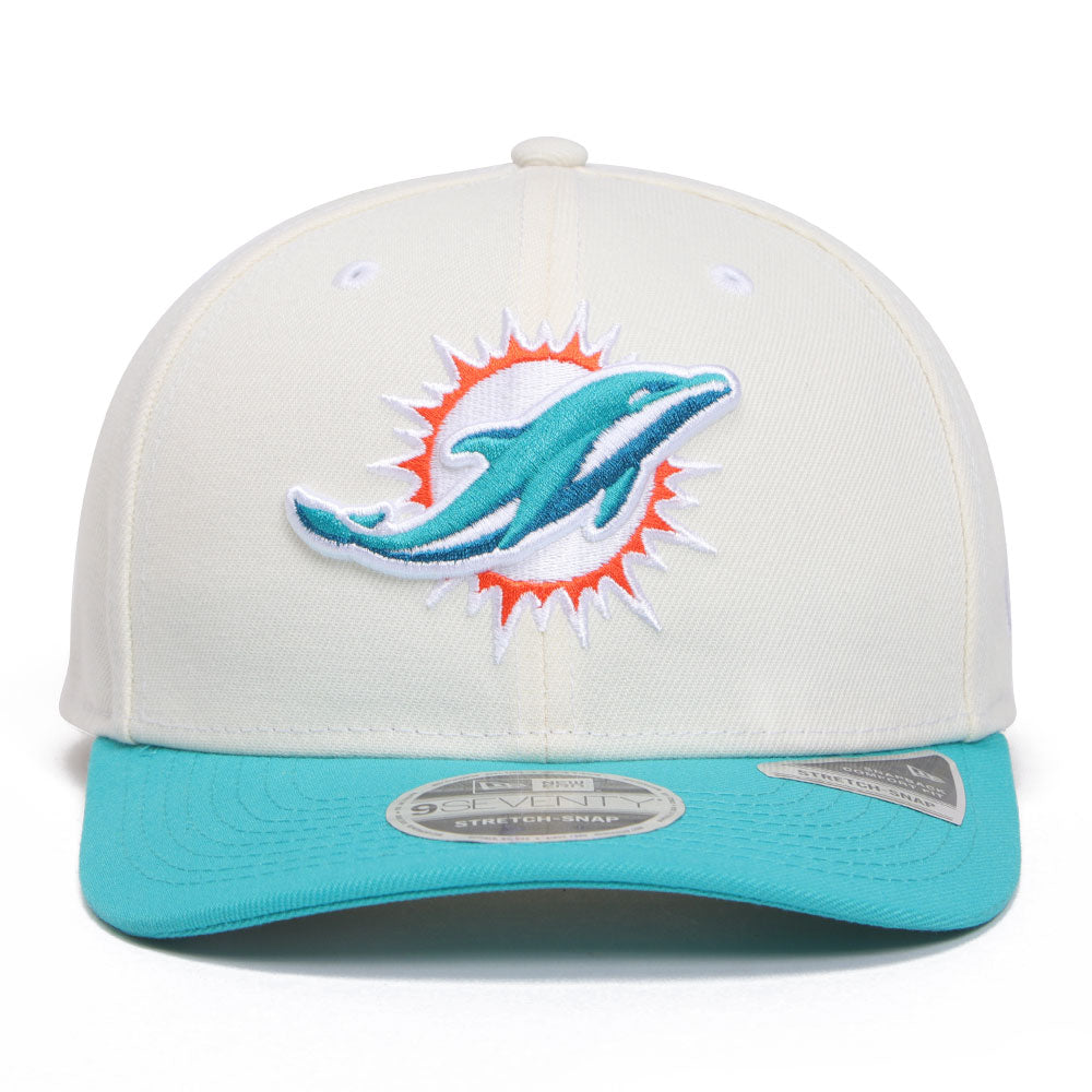 New Era Miami Dolphins Chrome White Teal 9SEVENTY Stretch Snapback Cap
