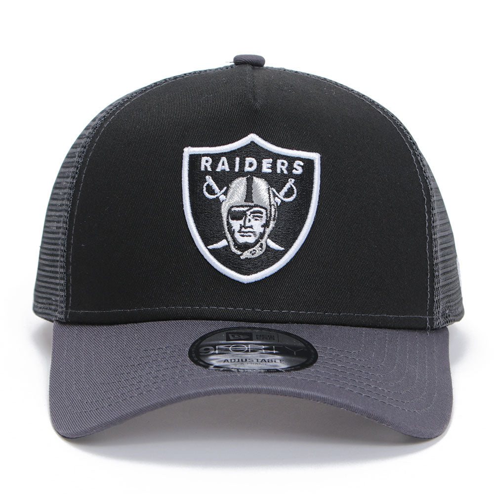 New Era Las Vegas Raiders Graphite 9FORTY A-Frame Trucker Snapback Cap