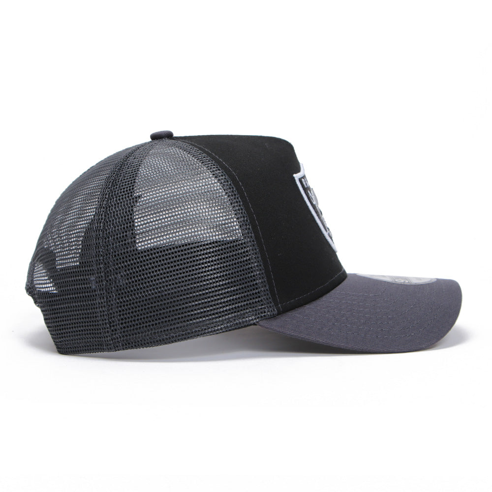 New Era Las Vegas Raiders Graphite 9FORTY A-Frame Trucker Snapback Cap