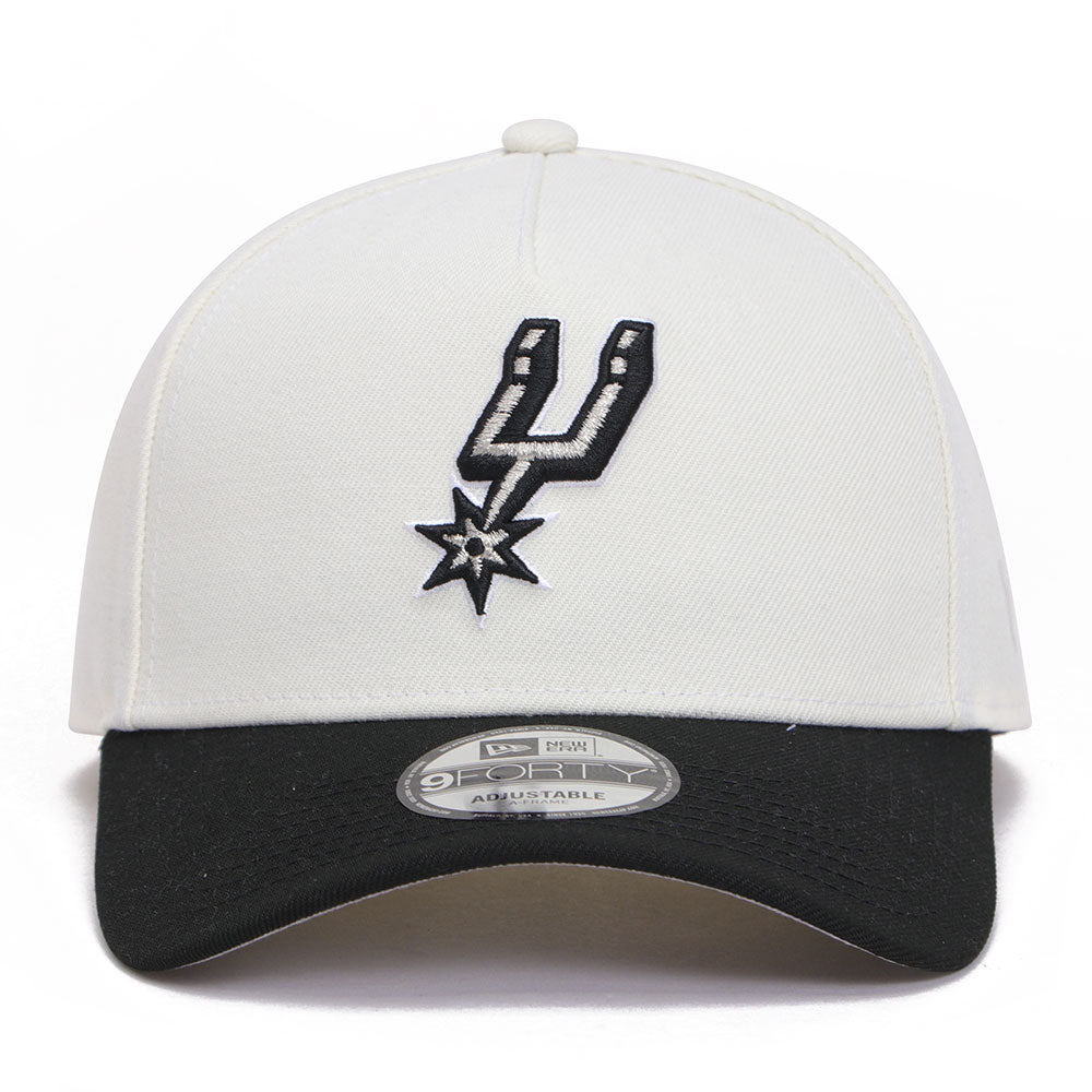 New Era San Antonio Spurs Chrome Black 9FORTY A-Frame Snapback Trucker Cap