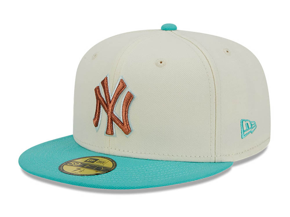 New York Yankees MLB City Icon Teal Chrome White 59FIFTY Fitted Cap