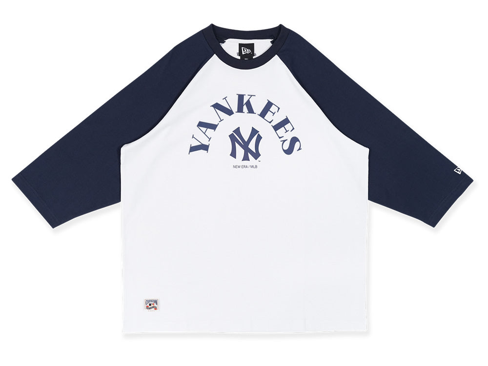 New York Yankees MLB Cooperstown Vintage White Navy Raglan Sleeve Tee