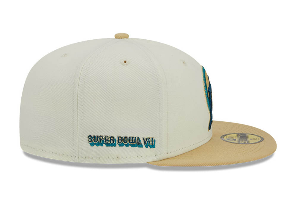 Miami Dolphins NFL City Icon Beige Chrome White 59FIFTY Fitted Cap