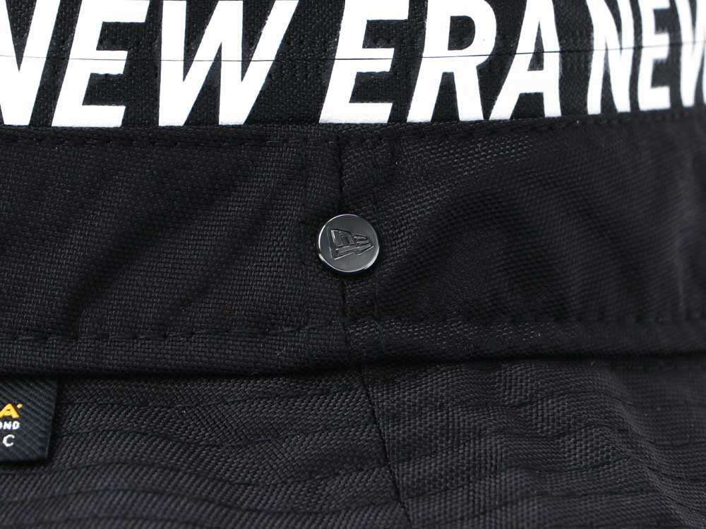 New Era Wordmark Zip Off Cordura Water Repellant Black Bucket Hat