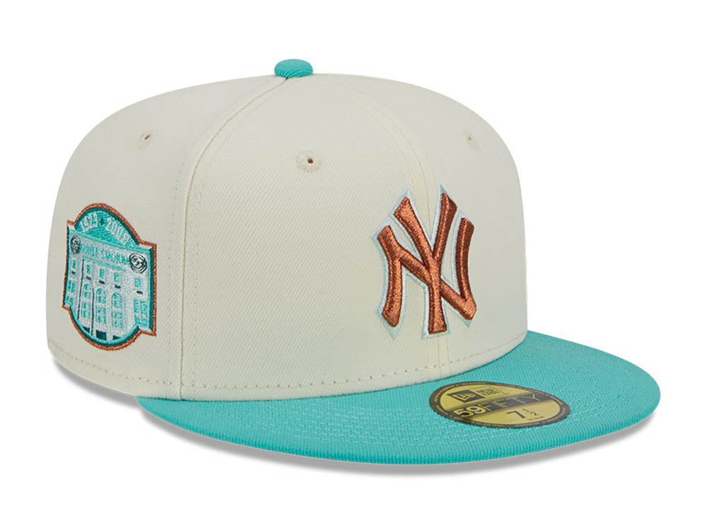 New York Yankees MLB City Icon Teal Chrome White 59FIFTY Fitted Cap