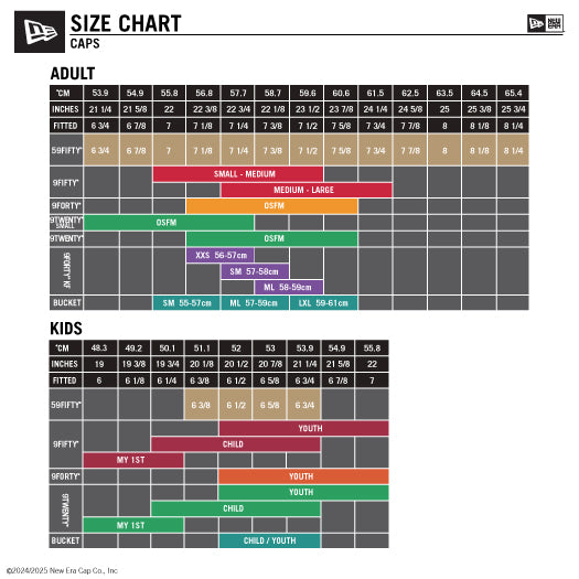 New era hat size chart online