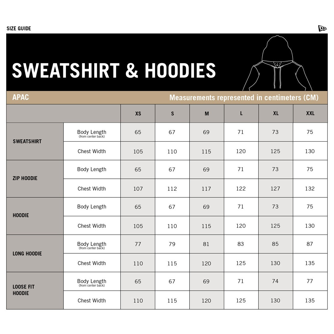 New Era Sweatshirts & hoodies Men's size chart