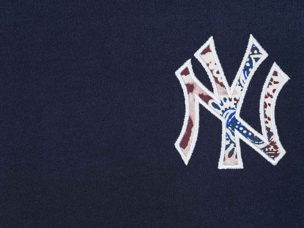 New York Yankees MLB Animal Paisley Navy Women Crop Top Tee