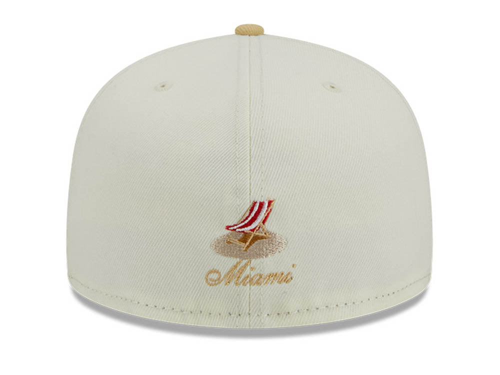 Miami Dolphins NFL City Icon Beige Chrome White 59FIFTY Fitted Cap