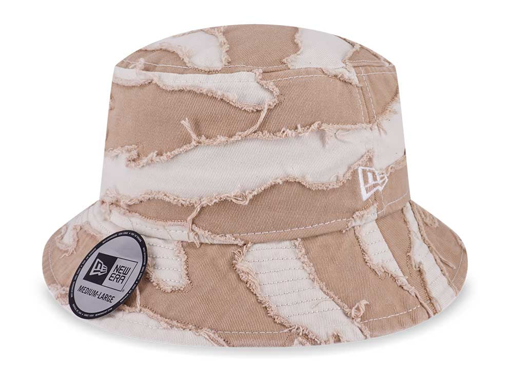 New Era Destroyed Camo Ivory Camel Bucket Hat