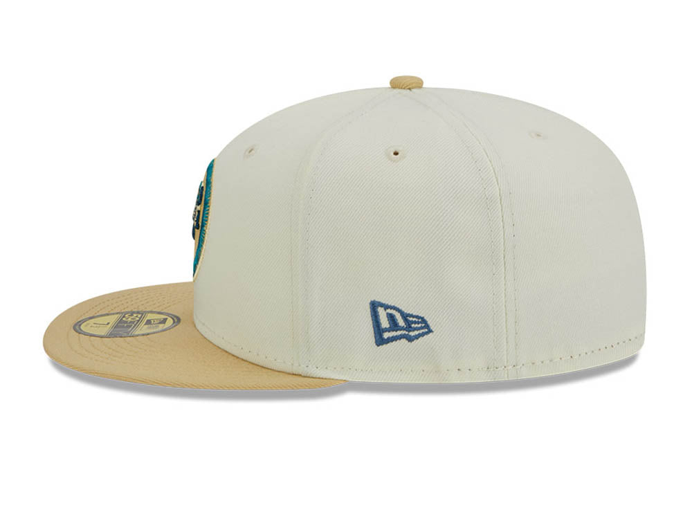 Miami Dolphins NFL City Icon Beige Chrome White 59FIFTY Fitted Cap