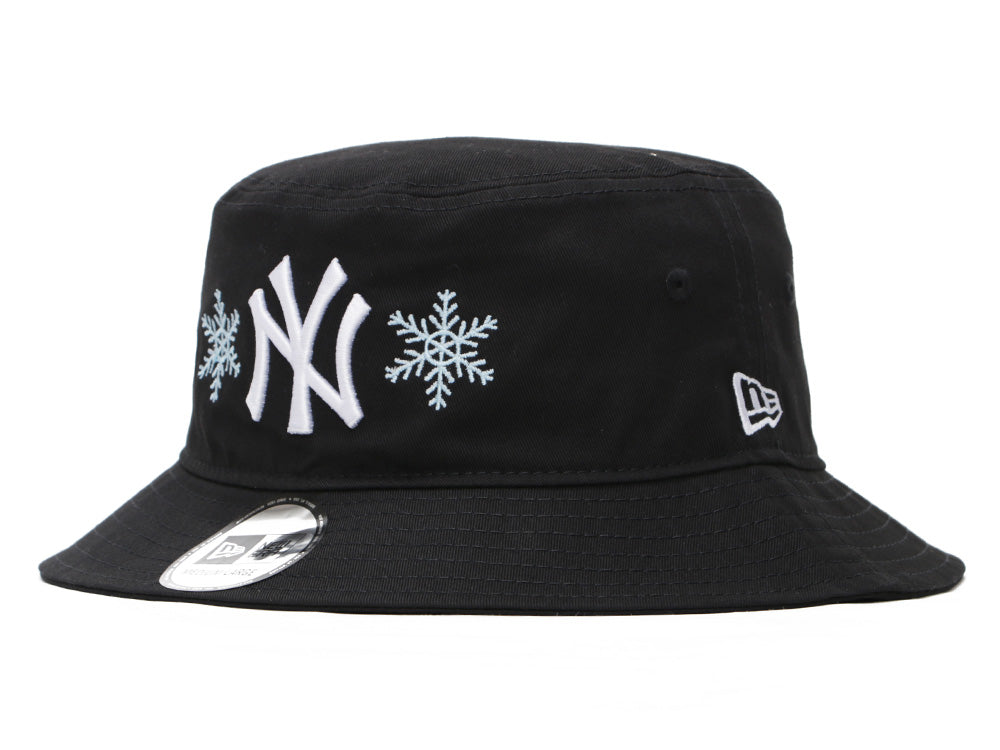 New York Yankees MLB Snow Flakes Black Bucket Hat