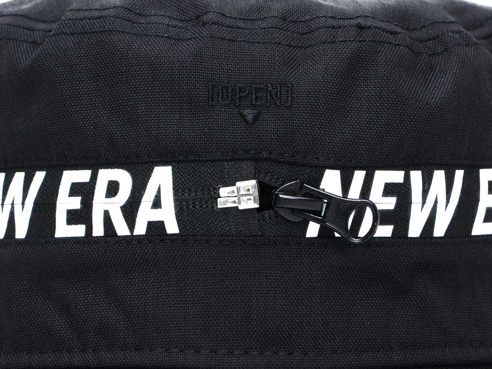 New Era Wordmark Zip Off Cordura Water Repellant Black Bucket Hat