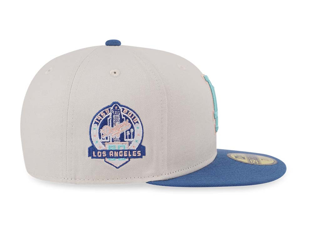 Los Angeles Dodgers MLB Cooperstown Ocean Drive Blue Ivory 59FIFTY Fitted Cap