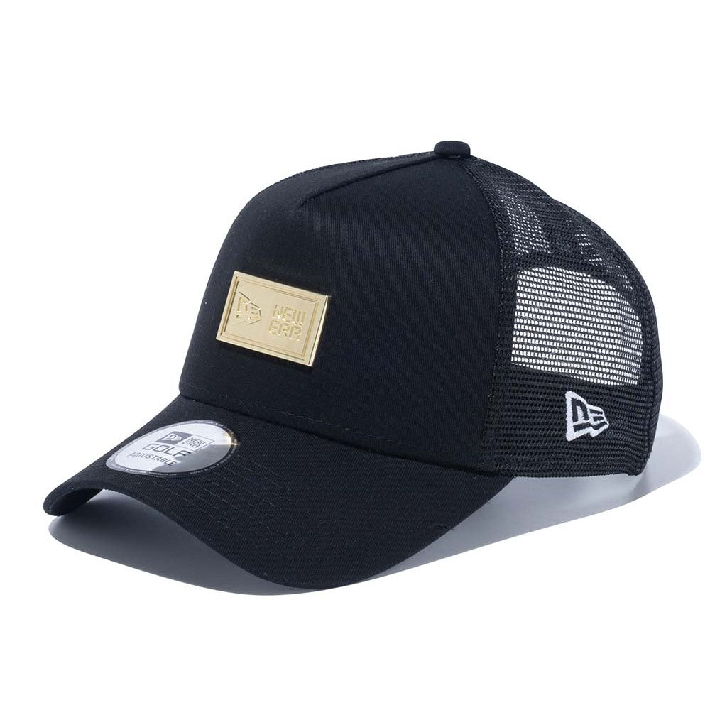 New Era Metal Box Logo Black 9FORTY A-Frame Trucker Adjustable Cap