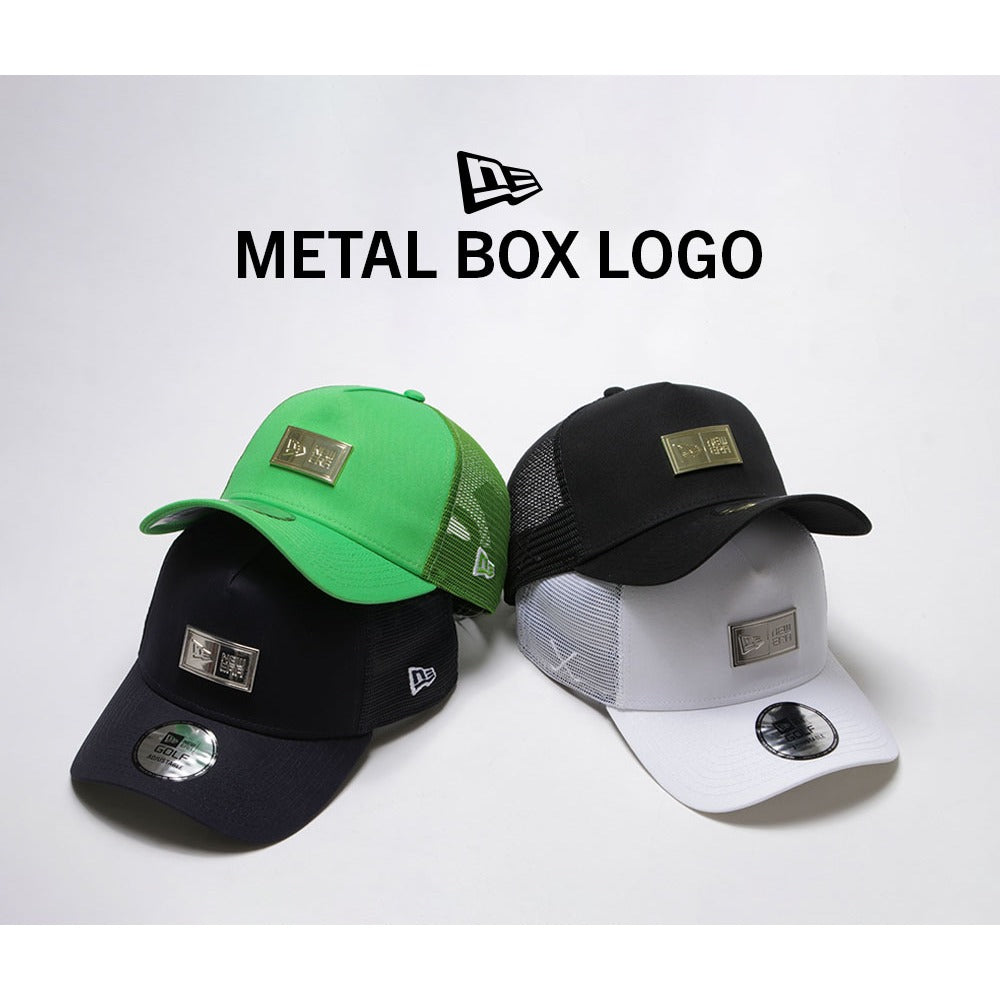 New Era Metal Box Logo Black 9FORTY A-Frame Trucker Adjustable Cap