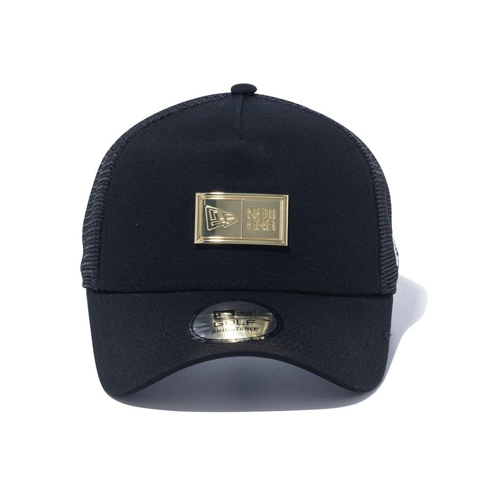 New Era Metal Box Logo Black 9FORTY A-Frame Trucker Adjustable Cap